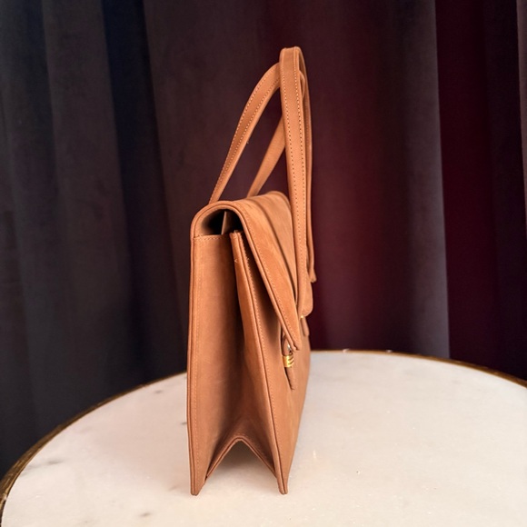 Vintage MCM Andrew Geller Camel Suede Top Handle Tote - Picture 6 of 15